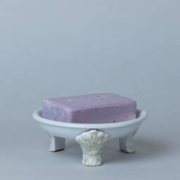 Victorian Style Ceramic Soap Dish, White & Black - Handmade Pottery Ring Holder - thumbnail 3