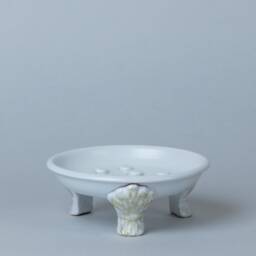 Victorian Style Ceramic Soap Dish, White & Black - Handmade Pottery Ring Holder - thumbnail 2