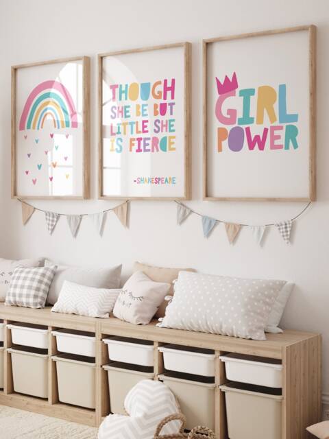 Set Of 3, Girls Bedroom Decor, Positive Affirmation, Posters, Motivational Prints, Inspirational Wall Art, Girl Power, Rainbow - image 1