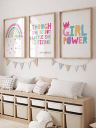 Set Of 3, Girls Bedroom Decor, Positive Affirmation, Posters, Motivational Prints, Inspirational Wall Art, Girl Power, Rainbow - thumbnail 1