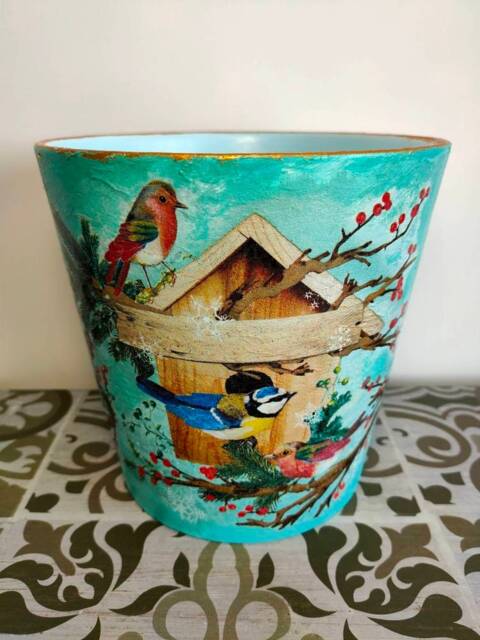 Plant Pot, Ceramic Pot, Pot & Planter, Flower Pot, Garden Pot, Indoor & Outdoor Pot, Decoupage, Gift, Pot Saucer, Home Garden Decoration - image 1