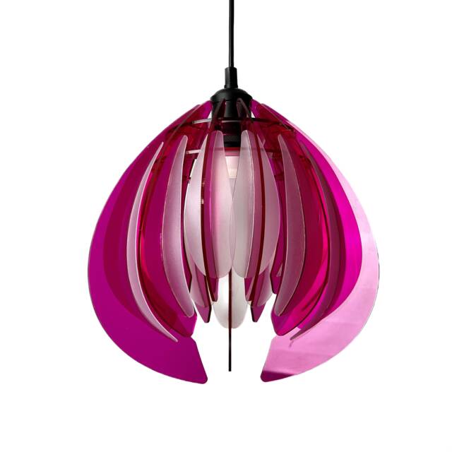 Feathered Pink Tulip Lamp Shade 60S/70S Vintage Style Pendant Light - image 1