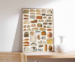 Bread Poster, Baking Print, Bakery Art Kitchen Decor, Food Art, Gift, Foodie Wall - thumbnail 1