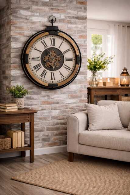 Large Moving Cog Clock - Industrial Wall Mounted Machine Style Timepiece - image 1