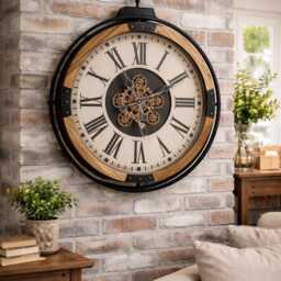 Large Moving Cog Clock - Industrial Wall Mounted Machine Style Timepiece - thumbnail 4