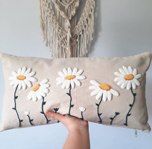 Spring Pillow Covers, Daisy Floral 12x20 Lumbar Pillow, Seasonal Home Decor, Aesthetic Style - image 1