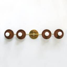 Quattro Walnut & Brass Long Sconce Light Living Room Wall Fixture Entry Foyer - thumbnail 2