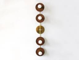 Quattro Walnut & Brass Long Sconce Light Living Room Wall Fixture Entry Foyer - thumbnail 1