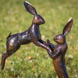 Handcrafted Recycled Metal Boxing Hares. Garden Outdoor Sculptures. - Safe Place To Leave Parcel Needed - Large Box Delivery - thumbnail 2