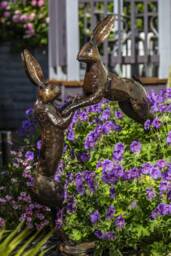 Handcrafted Recycled Metal Boxing Hares. Garden Outdoor Sculptures. - Safe Place To Leave Parcel Needed - Large Box Delivery - thumbnail 1