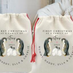Personalised First Christmas As A Family Of Three Decoration, Keepsake Stockings, Gifts, Gifts - thumbnail 4