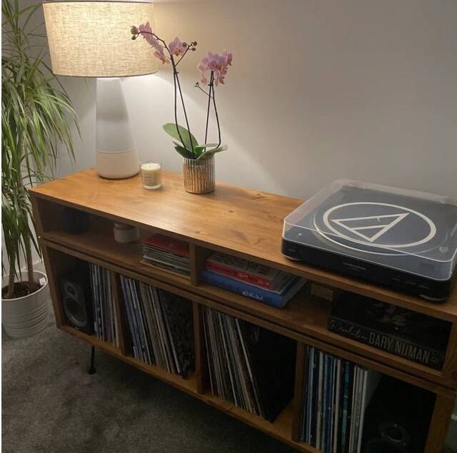 Record Player Stand, Vinyl Storage Unit, Media Console, Tv Stand - image 1