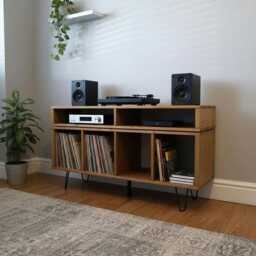 Record Player Stand, Vinyl Storage Unit, Media Console, Tv Stand - thumbnail 3