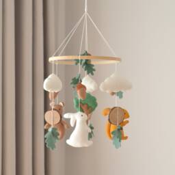 Woodland Baby Mobile, Forest Nursery Baby Crib Gift For Future Mother, Hanging Shower Gift - thumbnail 4