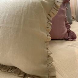 Set Of Two Shabby Chic 100% Linen Pillowcases Ruffled - thumbnail 2