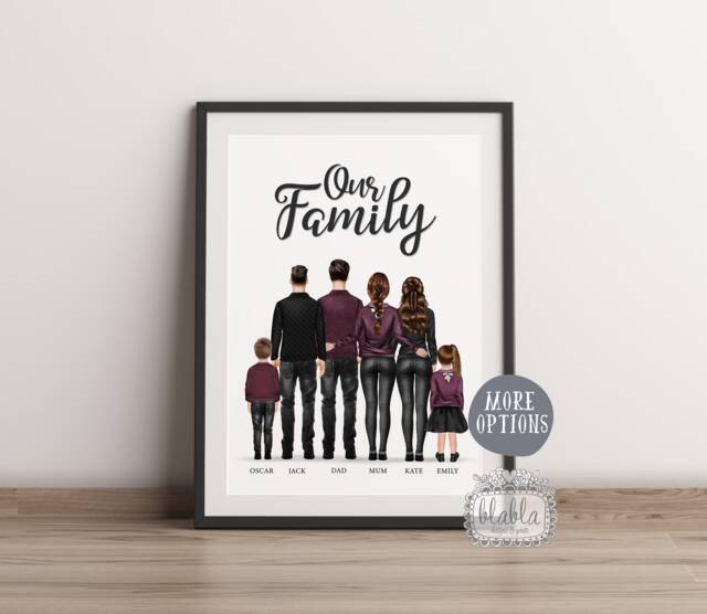 Custom Family Portrait Print, Personalized Mother's Day Gift - image 1