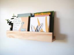 Wall Mounted Pine Wood Book Ledge - Kids Bookshelf Storage Solution - thumbnail 1
