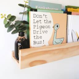 Wall Mounted Pine Wood Book Ledge - Kids Bookshelf Storage Solution - thumbnail 4
