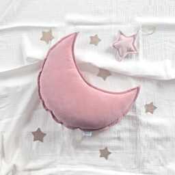Navy Blue Velvet Moon Pillow, Crescent Cushion - thumbnail 4