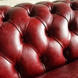 3 Seater Vintage Burgundy Red Leather Chesterfield Sofa - thumbnail 3