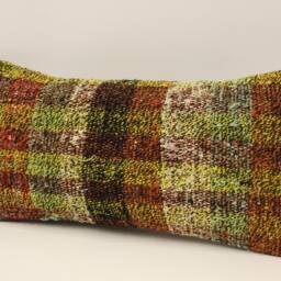 Vintage Turkish Kilim Pillow Cover, 10x20 Lumbar Cushion - thumbnail 3