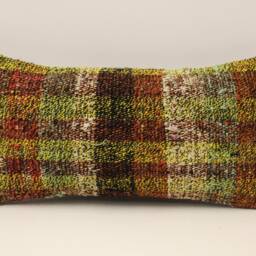 Vintage Turkish Kilim Pillow Cover, 10x20 Lumbar Cushion - thumbnail 2