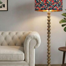 Handmade By Order Luxury Cotton Multicoloured Geometric Pattern Cubes On Velvet Drum Lamp Shade Pendant Light All Shapes & Sizes - thumbnail 2