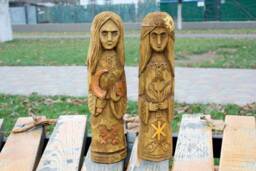 Hand-Carved Linden Wood Statue Slavic Goddesses Morana & Zhiva - thumbnail 1