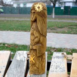 Hand-Carved Linden Wood Statue Slavic Goddesses Morana & Zhiva - thumbnail 3