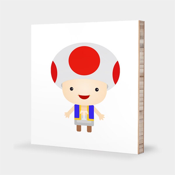 T Is For Toad Abc Block Bamboo Wall Art Series // Alphabet Kids Nursery Room Decor Baby Mario - image 1