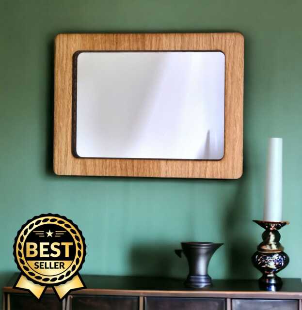 Rectangular Wooden Framed Mirror Oak, Walnut, Or Cherry Veneer - image 1