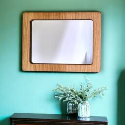 Rectangular Wooden Framed Mirror Oak, Walnut, Or Cherry Veneer - thumbnail 3