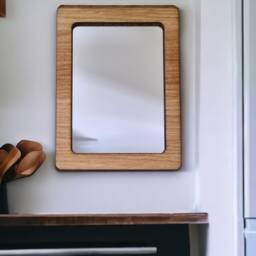 Rectangular Wooden Framed Mirror Oak, Walnut, Or Cherry Veneer - thumbnail 2