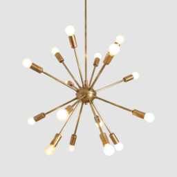 Sputnik Chandelier - Mid Century Modern Lighting Brass Starburst Light Fixture - thumbnail 1