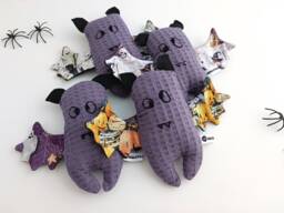 Handmade Waffle Cotton Bat Rattle, Spooky-Cute Baby Toy, Gothic, First Halloween, Shower