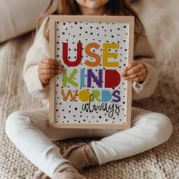 Be Kind Print, Girls Bedroom Decor, Colourful, Playroom, Prints, Classroom Wall Art, Boys Toddler - thumbnail 2