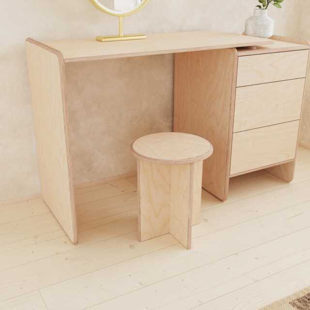 Handmade Birch Plywood Stool Minimalist Scandinavian Side Table - image 1