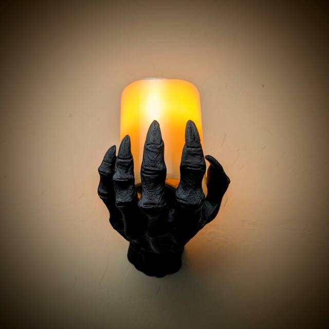Demon Hands Candle Holder - Wall Mounted Real Wax Led Candle, Exclusive Design, Halloween Decoration, Gothic Home Decor - image 1