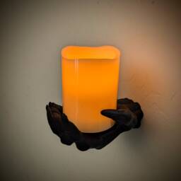 Demon Hands Candle Holder - Wall Mounted Real Wax Led Candle, Exclusive Design, Halloween Decoration, Gothic Home Decor - thumbnail 2