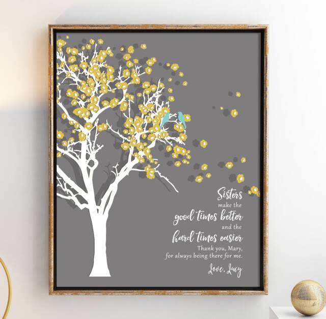 Unique Gift For Sisters, Sister Birthday Gift, Long Distance From Sister, Far Away Wall Art Print 8x10 - image 1