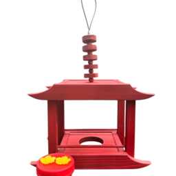 Asian Style Hummingbird Feeder/Oriole Feeder Red Cedar Outdoor Hanging - thumbnail 4