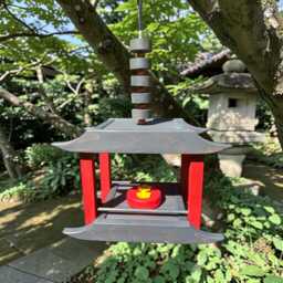 Asian Style Hummingbird Feeder/Oriole Feeder Red Cedar Outdoor Hanging - thumbnail 2