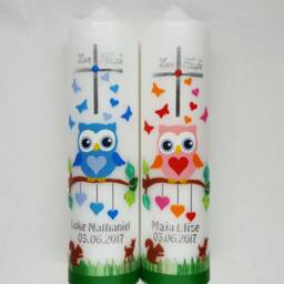 Christening Candle Owl - Twins - thumbnail 2