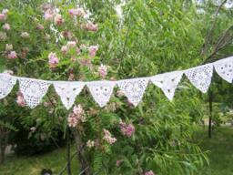 Bunting Garland, Wedding Decoration, Party Decor, Wall Hanging Garland, Triangle Crochet - thumbnail 1