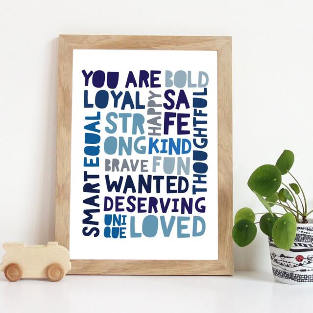 I Am Print, Boys Bedroom Decor, Positive Affirmation Prints, Boys Nursery Prints, Navy Blue, Wall Art, Playroom Motivational - image 1