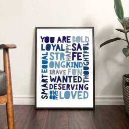 I Am Print, Boys Bedroom Decor, Positive Affirmation Prints, Boys Nursery Prints, Navy Blue, Wall Art, Playroom Motivational - thumbnail 3