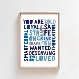 I Am Print, Boys Bedroom Decor, Positive Affirmation Prints, Boys Nursery Prints, Navy Blue, Wall Art, Playroom Motivational - thumbnail 2