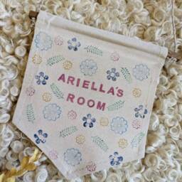 Hand Stitched Children's Room Sign Custom Cotton Door Hanging - thumbnail 3