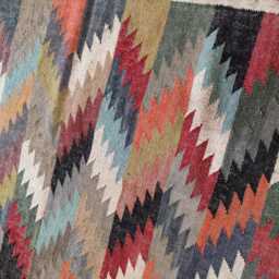 Handwoven Wool Jute Kilim Rug - Zigzag Geometric Flatweave Carpet For Living Room & Bedroom - thumbnail 2