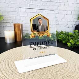 Employee Of The Month Gold Frame Photo Gift Personalised Plaque - Acrylic Plaque, Thank You Present - thumbnail 3